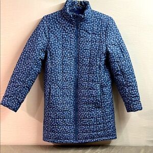 Lands' End Blue Floral Puffer Jacket/ Liner sz Small